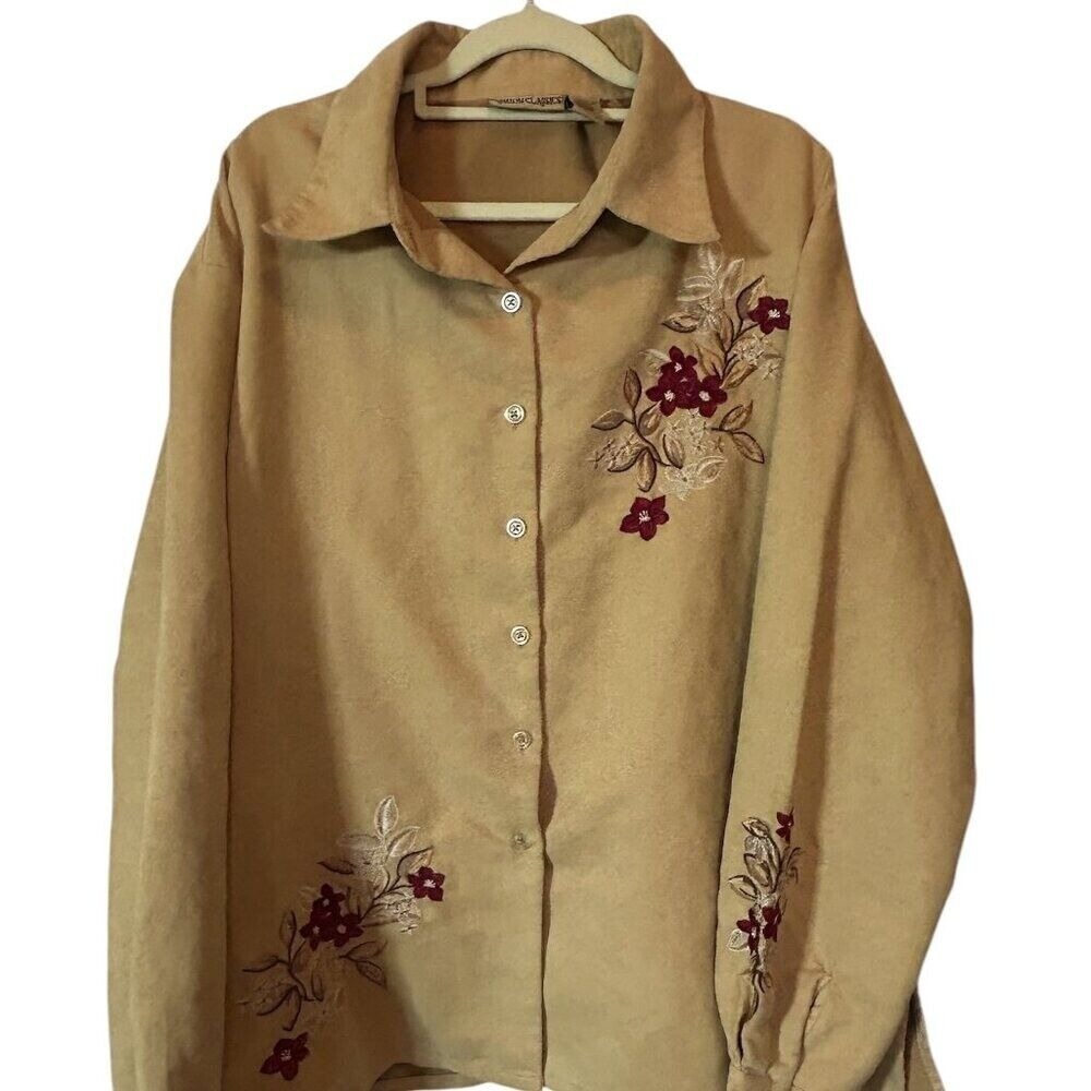 Vintage suede-like polyester Fashion Classics button up shirt